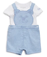 Guess Baby Boys Short Sleeve Bodysuit and Bear Shortall, 2-Piece Set