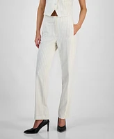 Bar Iii Women's Pinstriped Straight-Leg Pants, Exclusively at Macy's