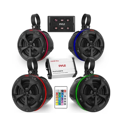 Pyle 4” Waterproof Off-Road Speaker System with Rgb Lights & Bluetooth, 800W