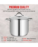 Bakken- Swiss Bakken-Swiss Deluxe 20-Quart Stainless Steel Stockpot w/Tempered Glass See-Through Lid