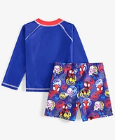 Spider-Man Toddler Boys Rash Guard & Swim Trunks Two-Piece Swimsuit