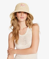 Steve Madden Straw Logo Floppy Bucket Hat