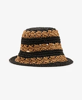 Steve Madden H-Carly Striped Crochet Straw Bucket Hat