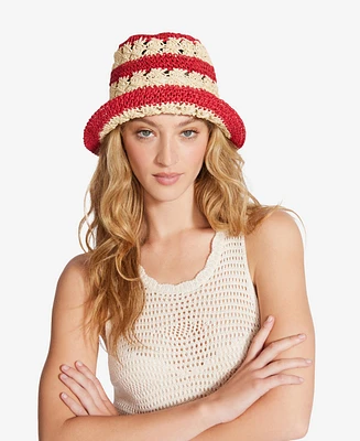 Steve Madden H-Carly Striped Crochet Straw Bucket Hat