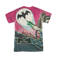 Batman Men's Classic Tv Bat Signal (Front/Back Print) Short Sleeve Adult Poly Crew Tee / T-Shirt