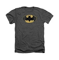 Batman Men's Destroyed Logo Adult Heather Tee / T-Shirt