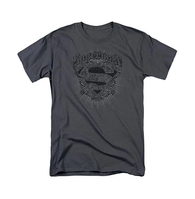 Superman Mens Scrolling Shield Short Sleeve Adult Tee / T-Shirt