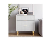 gaomon Modern 3 Drawer Dresser for Bedroom with Gold Handle and Large Drawer, Wood Double Chest of Drawers and Storage Organizer for Living Room