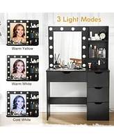 gaomon Makeup Vanity with Lights, 36inch Makeup Table, Lighted Mirror and Power Outlet