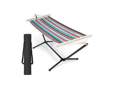 Slickblue Portable Poly-Cotton Hammock with Stand and Carrying Case