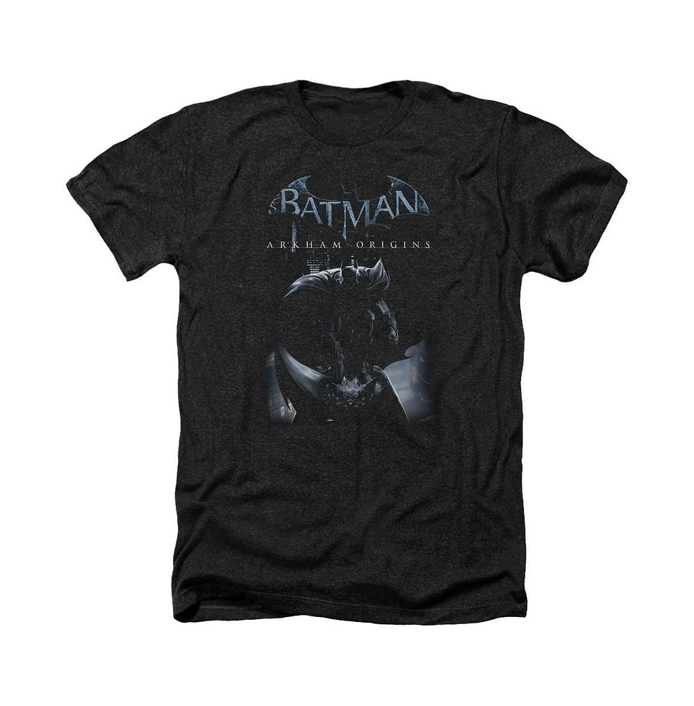 Batman Men's Arkham Origins Perched Cat Adult Heather Tee / T-Shirt