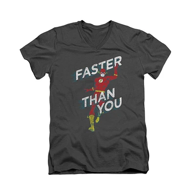 Flash Men's Dc Dc Comics Faster Than You Short Sleeve Adult V Neck Premium Cotton Tee / T-Shirt