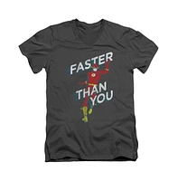 Flash Men's Dc Dc Comics Faster Than You Short Sleeve Adult V Neck Premium Cotton Tee / T-Shirt