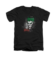 Batman Men's Joker Sprays The City Short Sleeve Adult V Neck Tee / T-Shirt