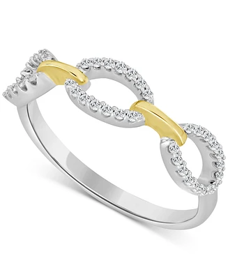 Diamond Link Ring (1/6 ct. t.w.) in Sterling Silver & 10k Yellow Gold