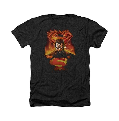 Superman Men's Man On Fire Adult Heather Tee / T-Shirt