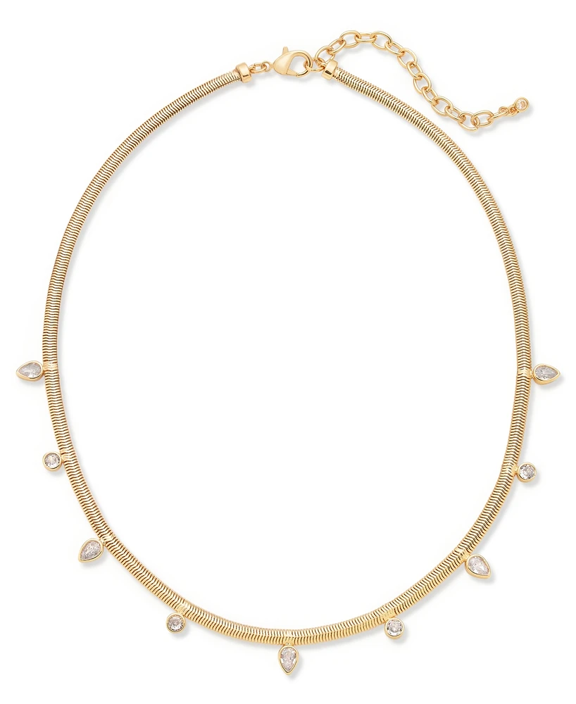 On 34th Gold-Tone Crystal Snake Chain Collar Necklace, 18" + 3" extender, Exclusively at Macy's