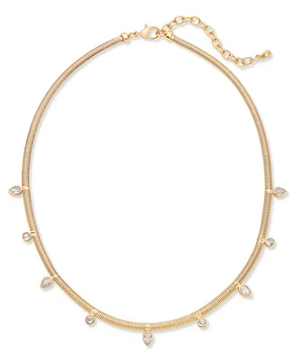 On 34th Gold-Tone Crystal Snake Chain Collar Necklace, 18" + 3" extender, Exclusively at Macy's