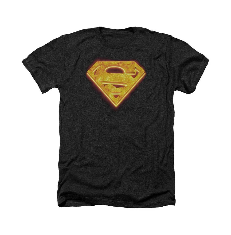 Superman Men's Hot Steel Shield Adult Heather Tee / T-Shirt