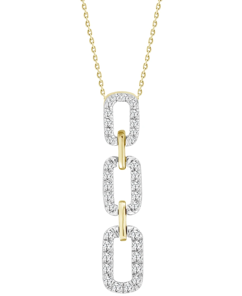 Diamond Graduated Link Pendant Necklace (1/4 ct. t.w.) in 10k Gold, 16" + 2" extender