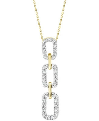 Diamond Graduated Link Pendant Necklace (1/4 ct. t.w.) in 10k Gold, 16" + 2" extender