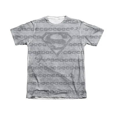 Superman Men's Breaking Chains All Over Adult 65/35 Poly/Cotton Short Sleeve Tee / T-Shirt