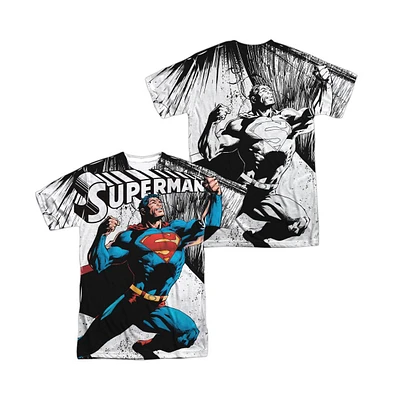 Superman Men's To Infinity (Front/Back Print) Short Sleeve Adult Poly Crew Tee / T-Shirt