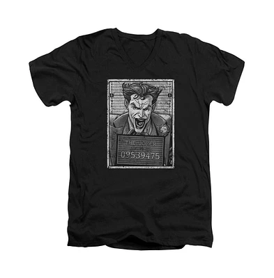 Batman Men's Joker Inmate Short Sleeve Adult V Neck Premium Cotton Tee / T-Shirt