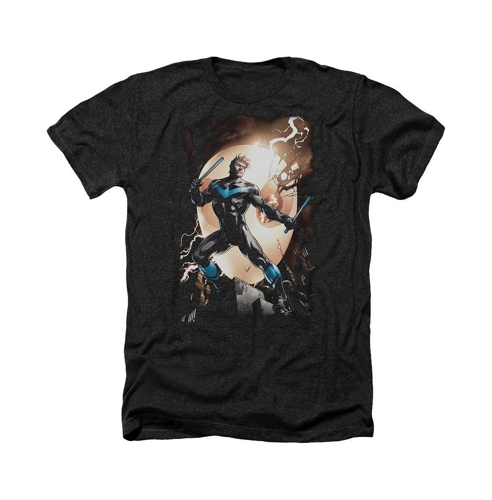 Batman Men's Nightwing Against Owls Adult Heather Tee / T-Shirt