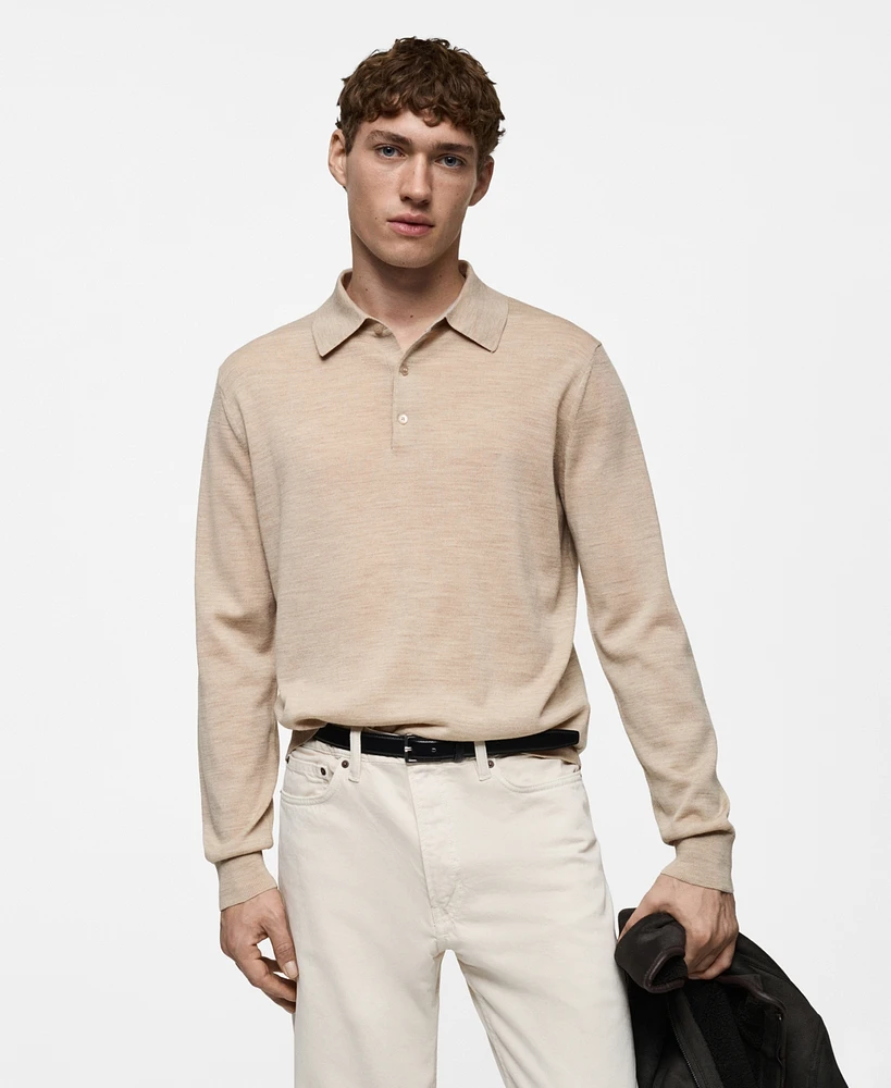 Mango Men's Slim-Fit Fine-Knit Polo Sweater