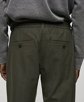 Mango Men's Slim-Fit Adjustable Drawstring Cotton Pants