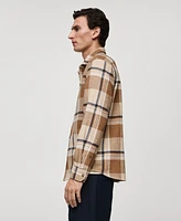 Mango Men's Slim-Fit Cotton Flannel Checked Overshirt