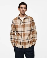 Mango Men's Slim-Fit Cotton Flannel Checked Overshirt