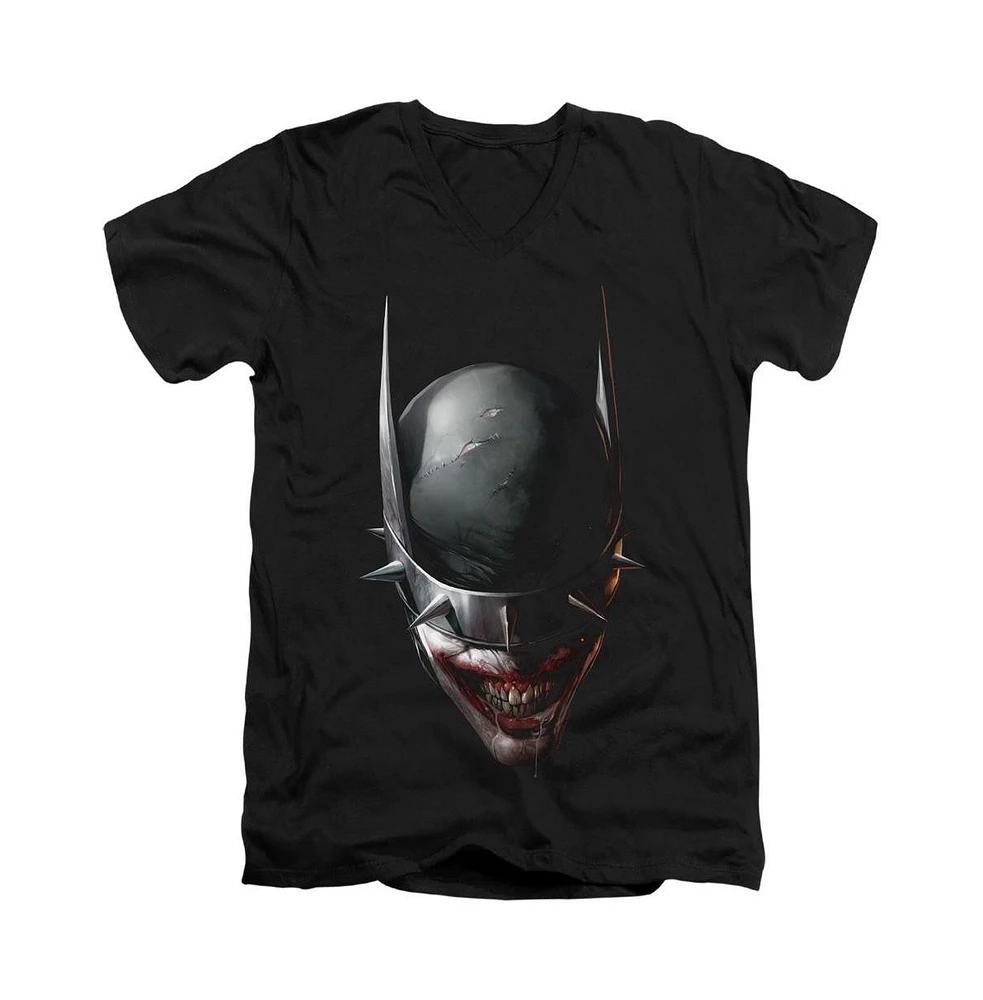 Batman Men's Who Laughs Head Short Sleeve Adult V Neck Premium Cotton Tee / T-Shirt