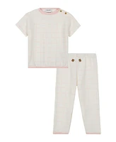 Calvin Klein Baby Girls Logo Print French Terry Tee and Pants, 2-Piece Set