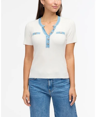 Ellen Tracy Women s Short Sleeve Rib Knit Top