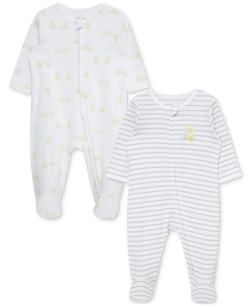 Little Me Baby 2-Pk. Ducks Cotton Footed Coveralls