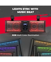 Kemimoto Utv Sound Bar 16 Inch SoundBar Utv Sound System Sxs Speakers Bluetooth-Compatible with Multicolor Led Lighting Compatible with Polaris Rzr Ca