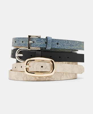 Steve Madden Women's 3-Pc. Faux-Leather Belt Set