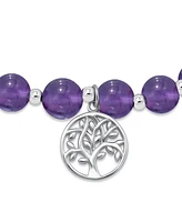 Macy's Silver-Plated Beaded Tree of Life Charm Stretch Bracelet