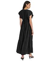 Calvin Klein Women's Split-Neck Tiered Maxi Dress