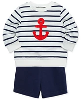 Little Me Baby Boys Anchor Cotton Active Sweatshirt & Shorts, 2 Piece Set