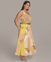 Donna Karan New York Plus Printed Belted Dress