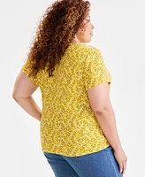 Style & Co Plus Size Printed Scoop-Neck Tee, Exclusively at Macy's