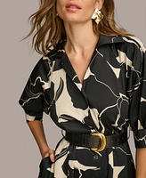 Donna Karan New York Petite Printed Belted Shirtdress