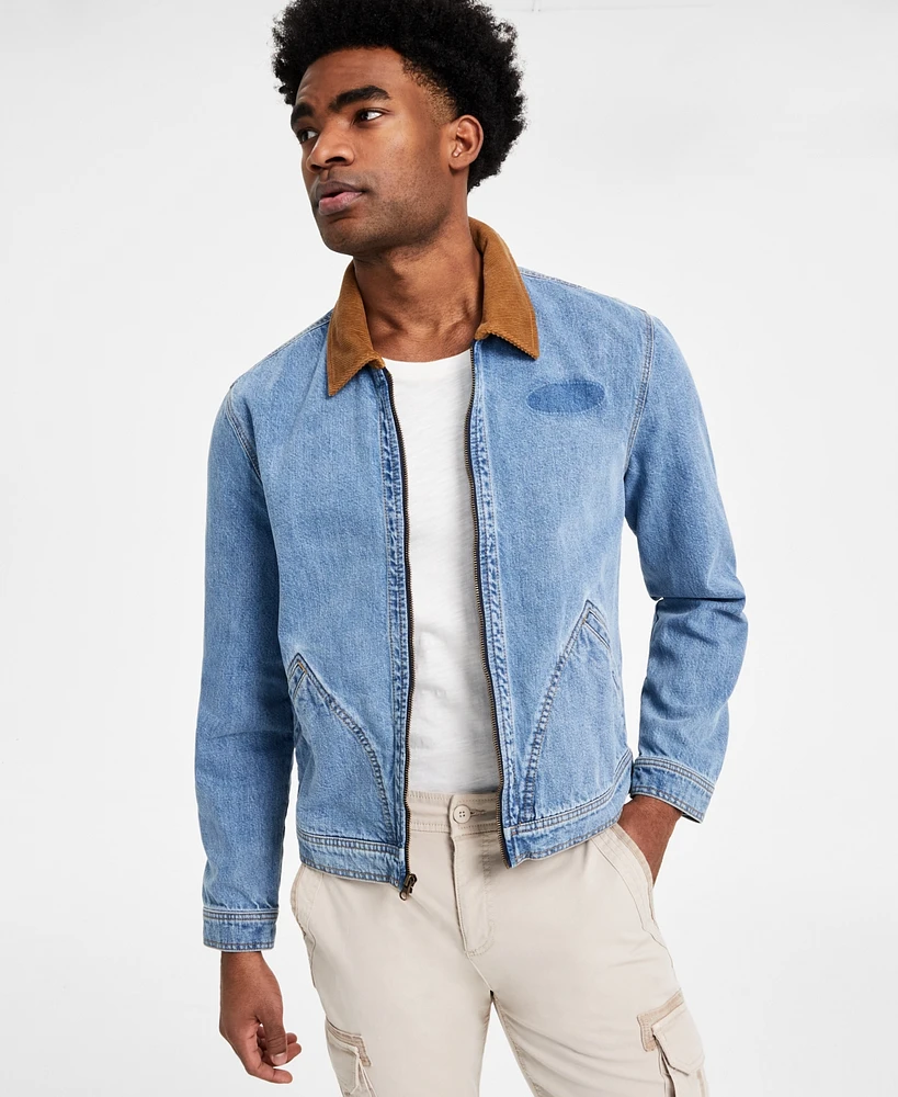 Sun + Stone Men's Goldrush Regular-Fit Full-Zip Trucker Jacket with Corduroy Collar, Exclusively at Macy's