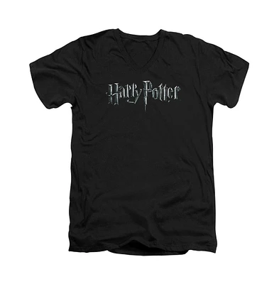 Harry Potter Men's Logo Short Sleeve Adult V Neck Premium Cotton Tee / T-Shirt