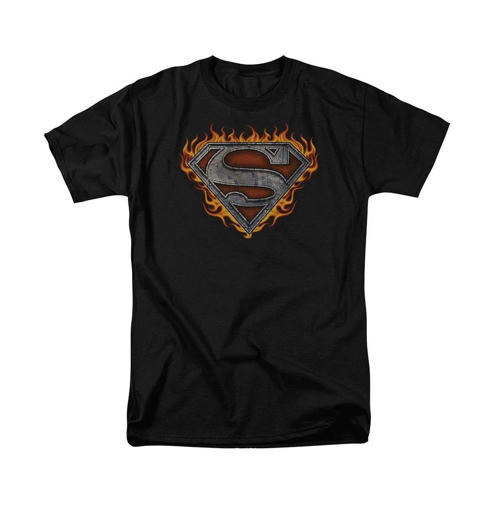 Superman Big & Tall Iron Fire Shield Short Sleeve Adult Tee / T-Shirt