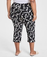 Jm Collection Plus Printed Rivet Capri Pants, Exclusively at Macy's