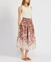 En Saison Women's Monet Printed Pull-On Midi Skirt